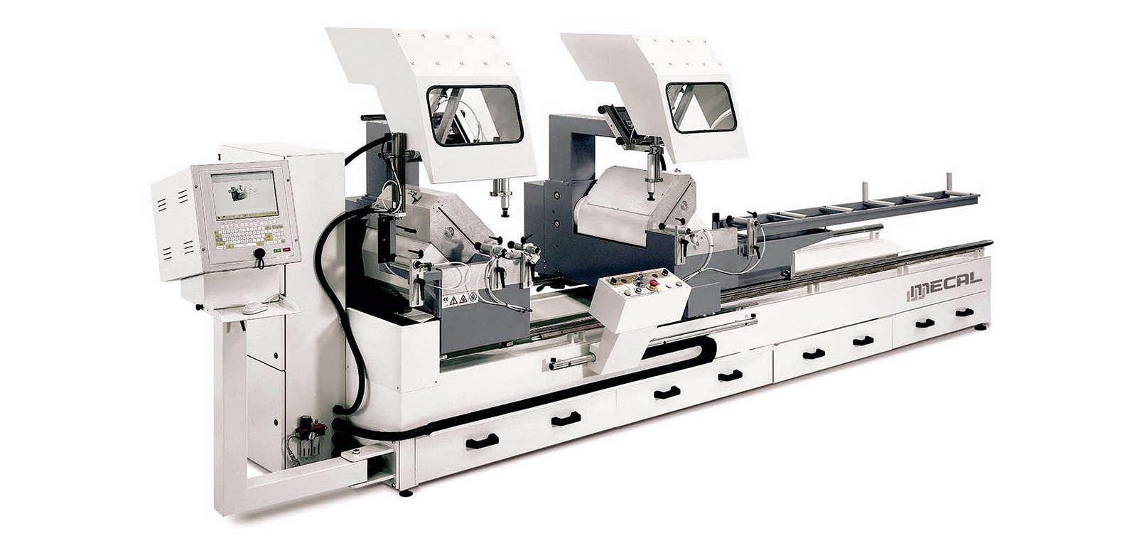 Numerical controlled arbitrary angle double-head saw